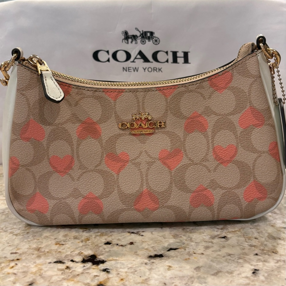 COACH Teri Shoulder Bag In Signature Canvas With Heart Print